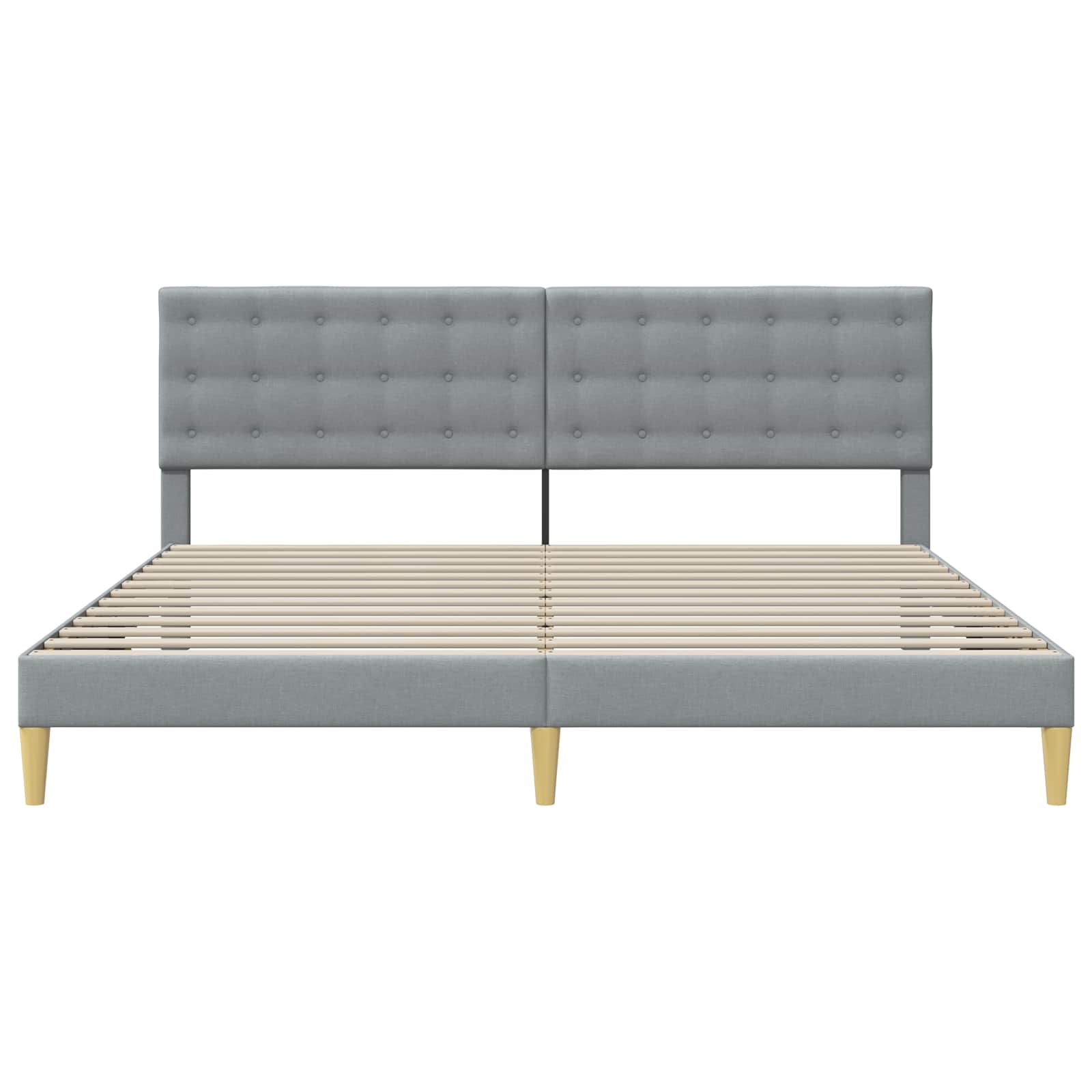 Sengestel med hovedgærde Lysegrå 200 x 200 cm Stof