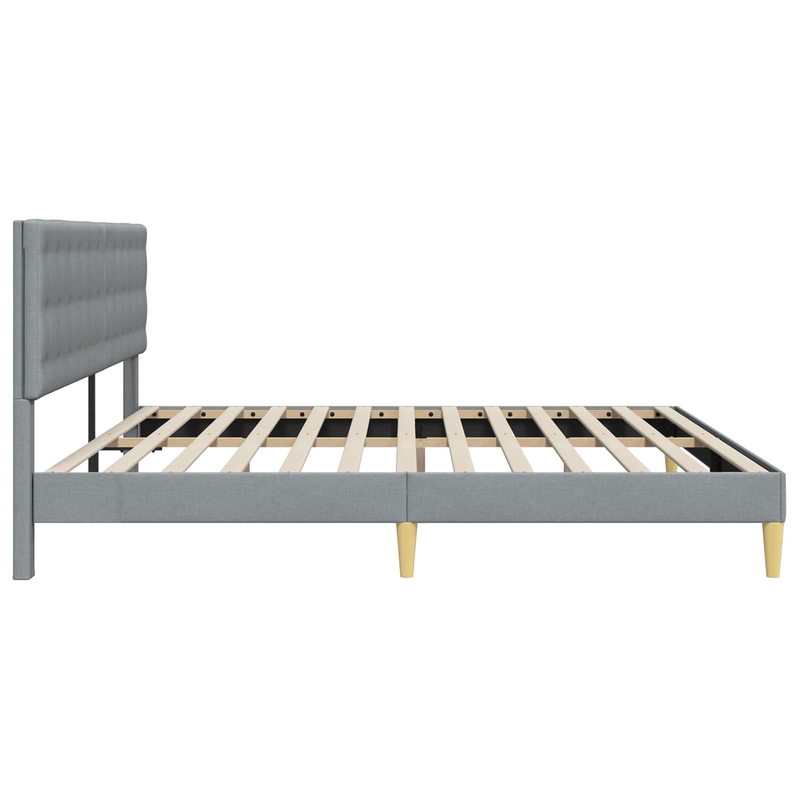 Sengestel med hovedgærde Lysegrå 200 x 200 cm Stof