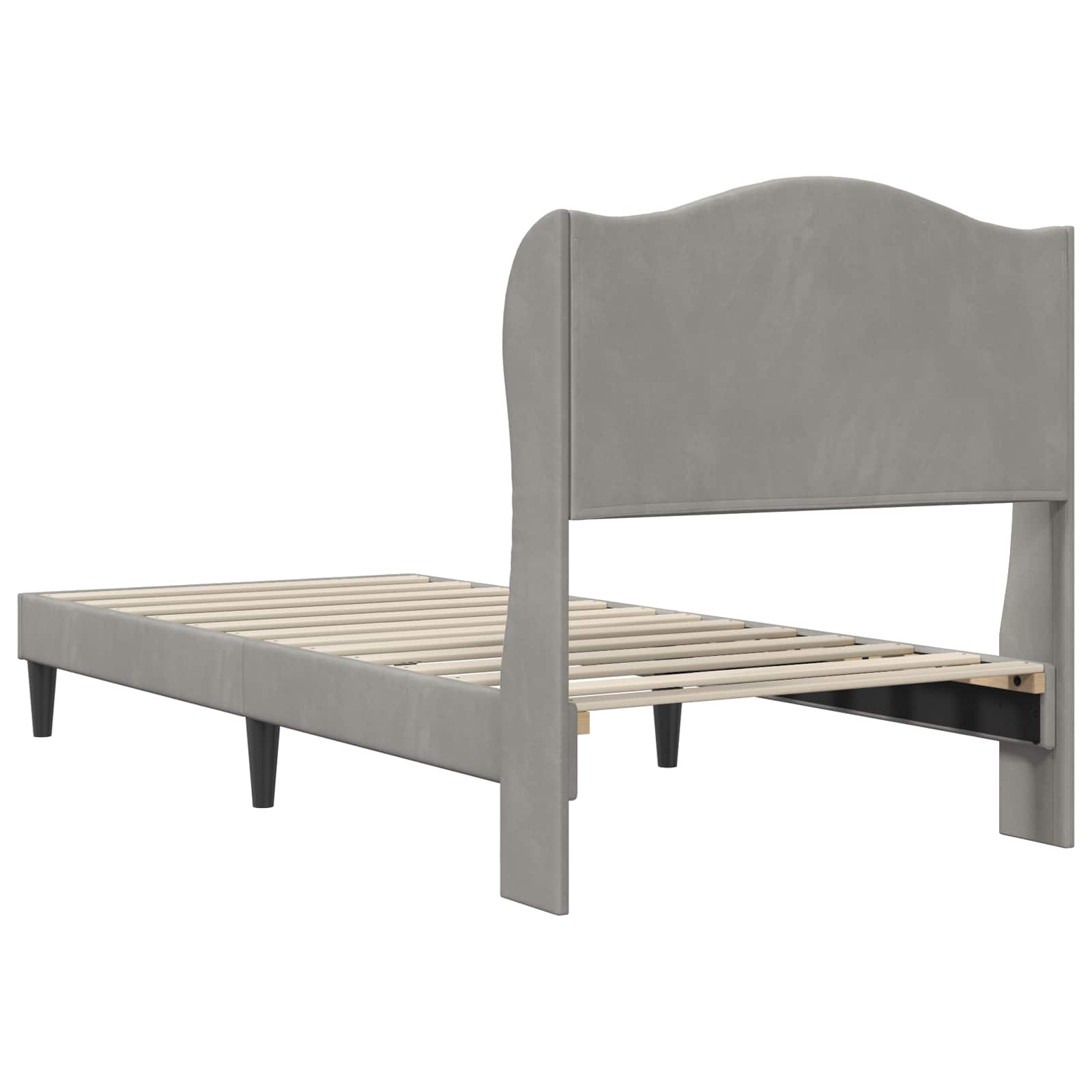 Sengestel med hovedgærde Lysegrå 80 x 200 cm Fløjl