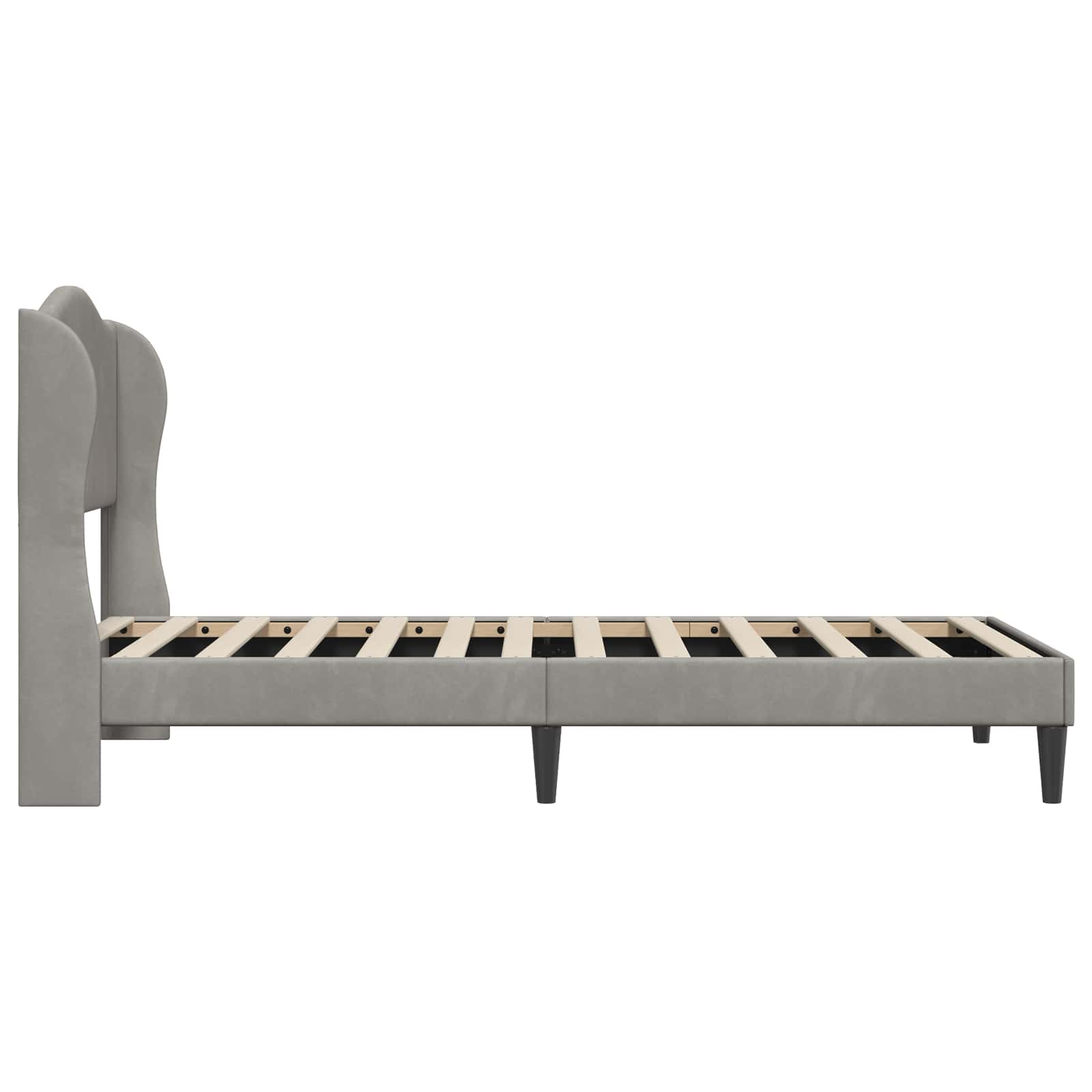 Sengestel med hovedgærde Lysegrå 80 x 200 cm Fløjl