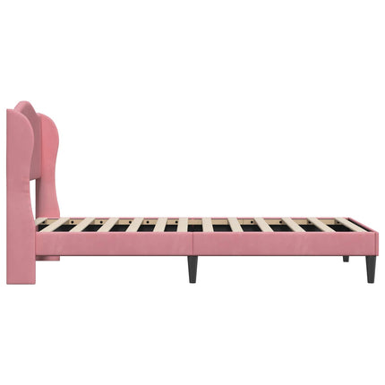 Sengestel med hovedgærde Lyserød 90 x 200 cm Fløjl