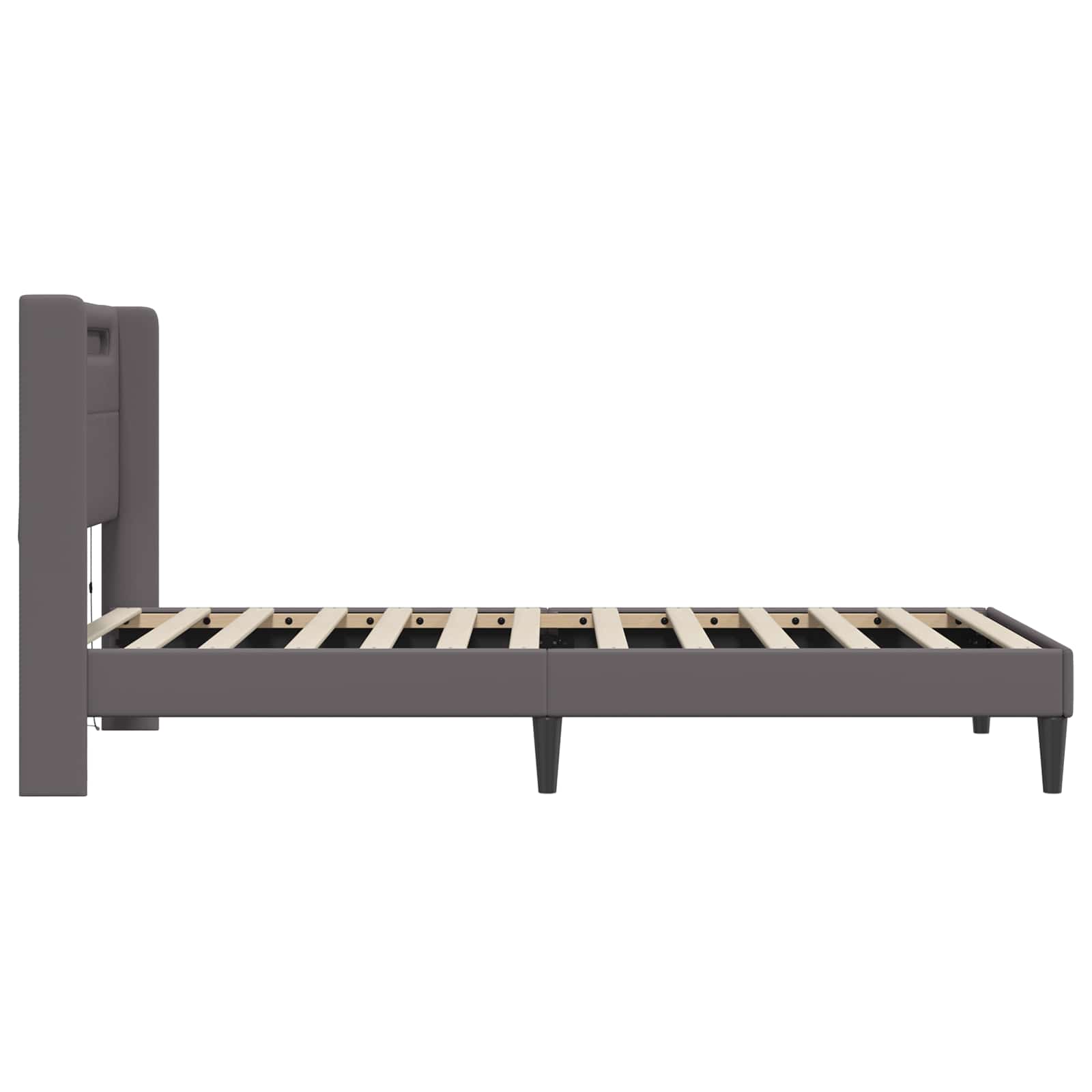 Sengestel med LED-lysstrimler Grå 90 x 200 cm Kunstlæder