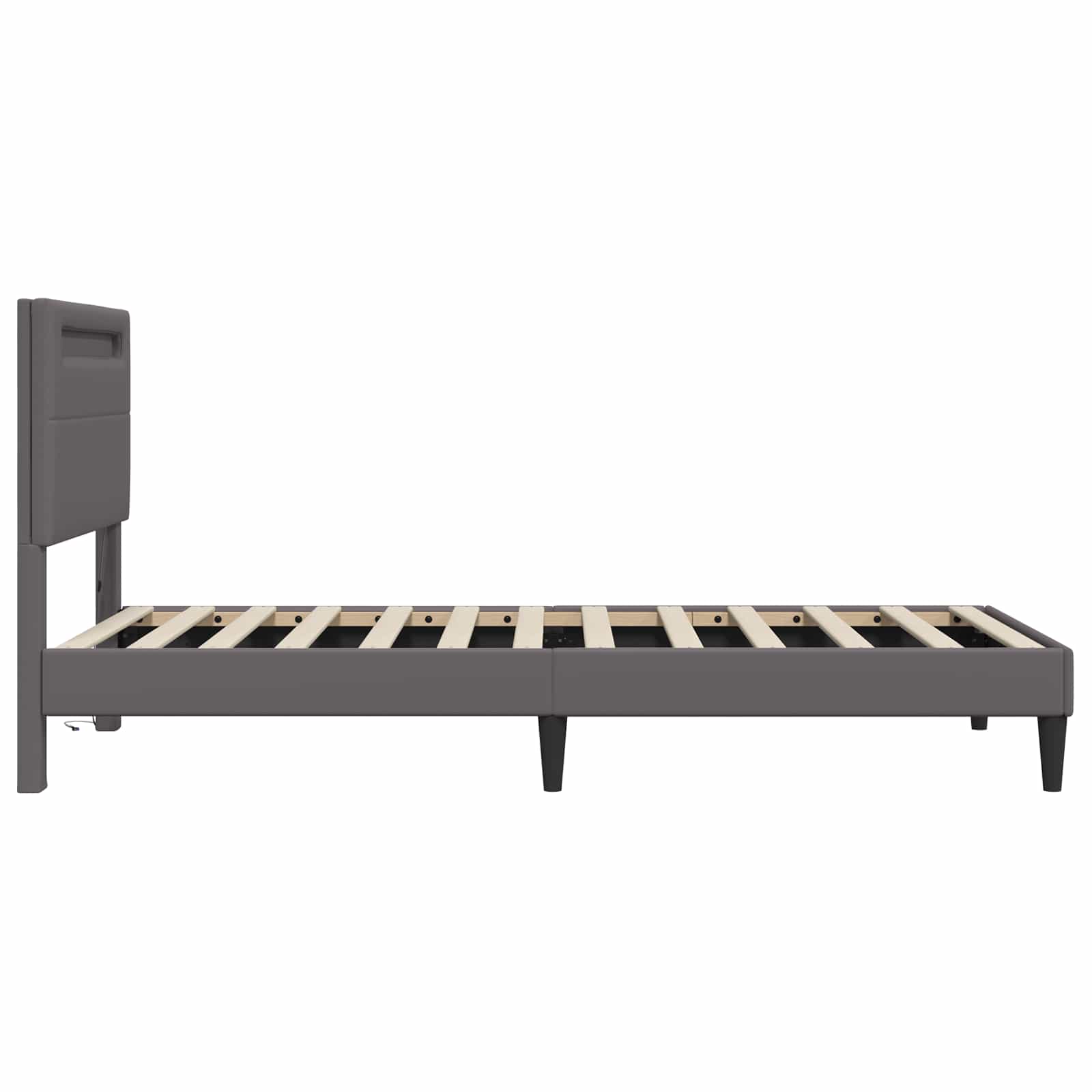 Sengestel med LED-lysstrimler Grå 90 x 190 cm Kunstlæder