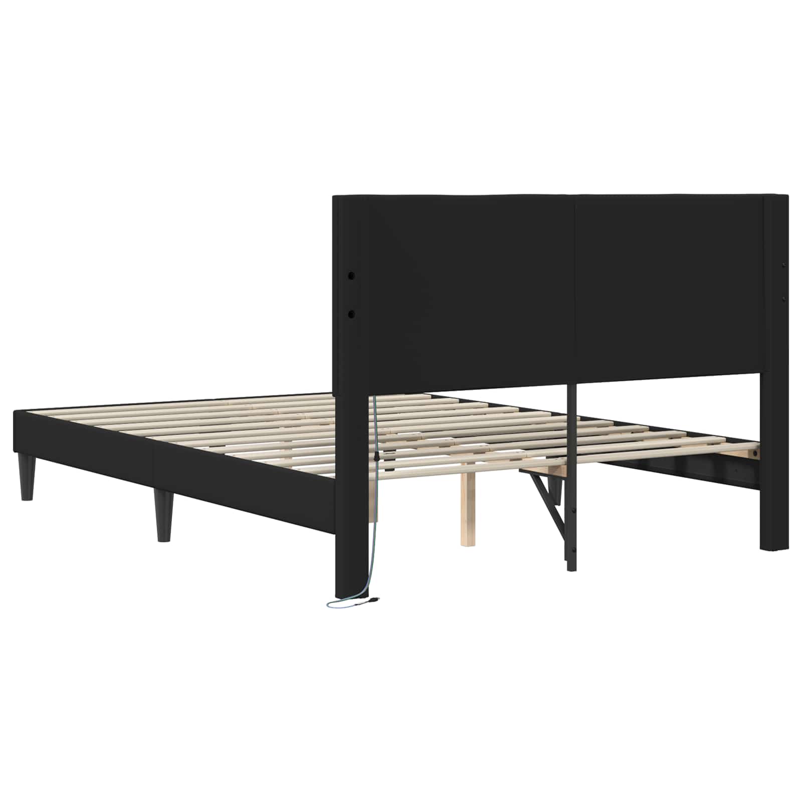 Sengestel med LED-lysstrimler Sort 120 x 190 cm Kunstlæder