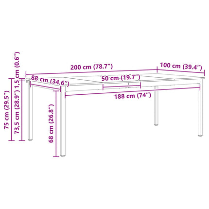 Spisebord Naturfarvet 200 x 100 x 75 cm Massiv fyrretræ