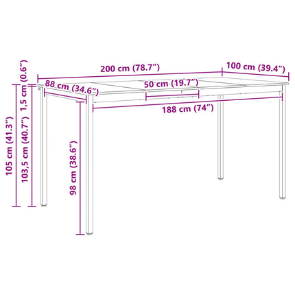 Barbord Naturfarvet 200 x 100 x 105 cm Massiv fyrretræ