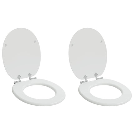 Blødt lukket toiletbræt 2 pcs Hvid 44 x 38 cm MDF plade