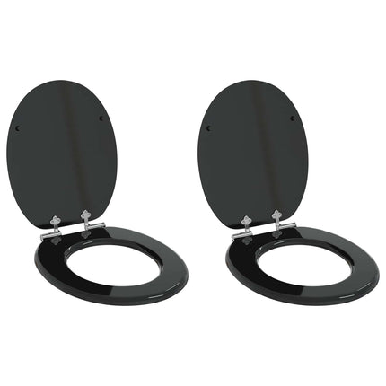Blødt lukket toiletbræt 2 pcs Sort 44 x 38 cm MDF plade