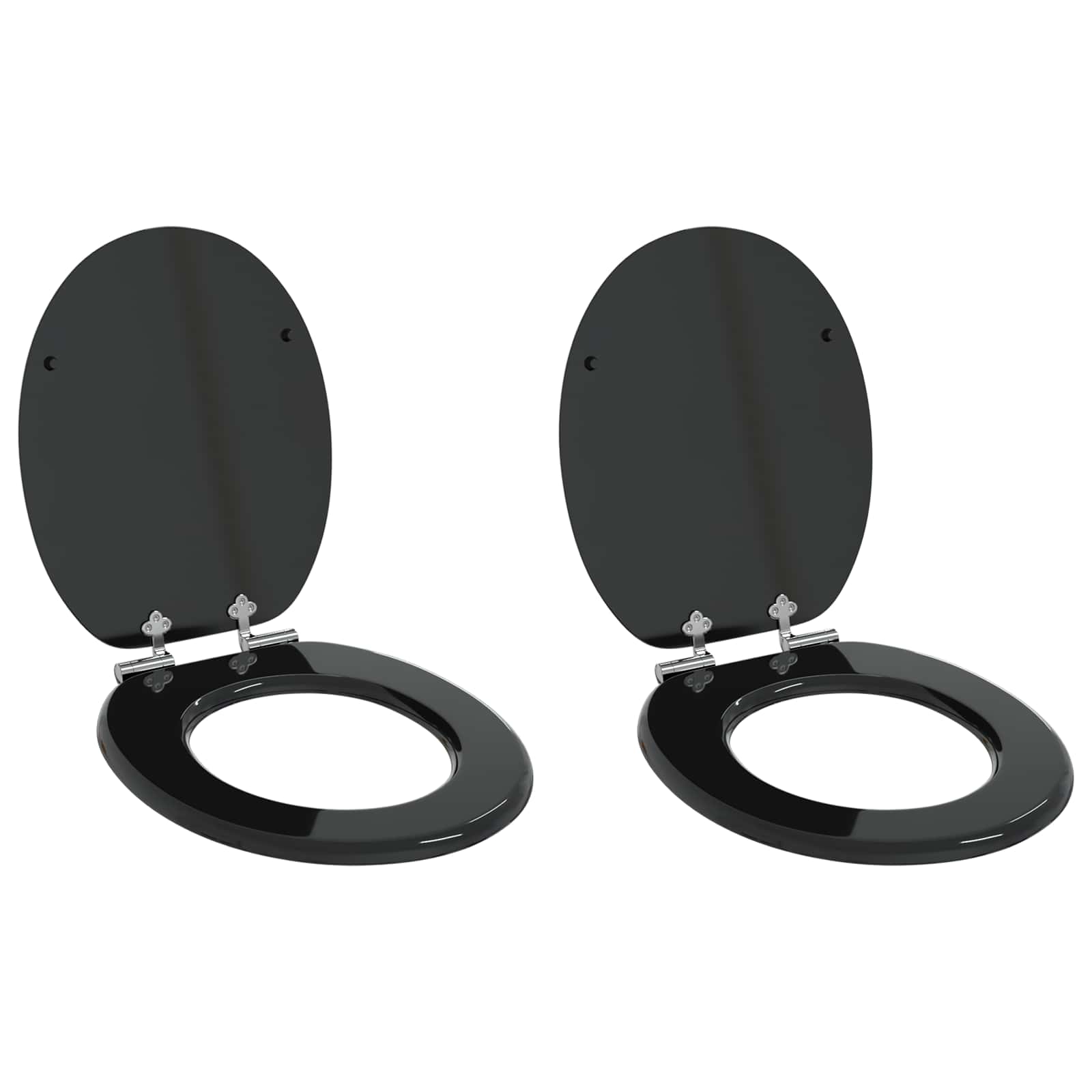 Blødt lukket toiletbræt 2 pcs Sort 44 x 38 cm MDF plade
