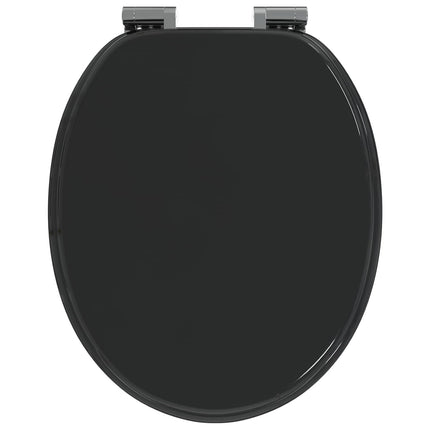 Blødt lukket toiletbræt 2 pcs Sort 44 x 38 cm MDF plade