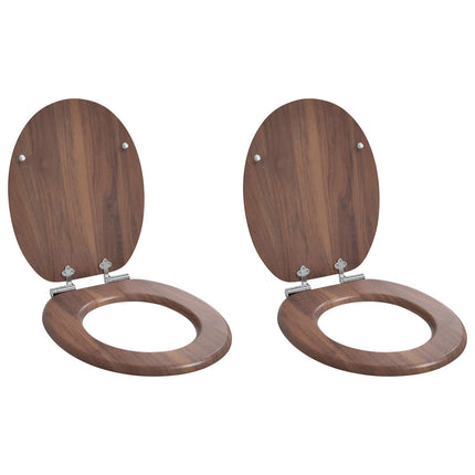 Blødt lukket toiletbræt 2 pcs Brun 44 x 38 cm MDF plade