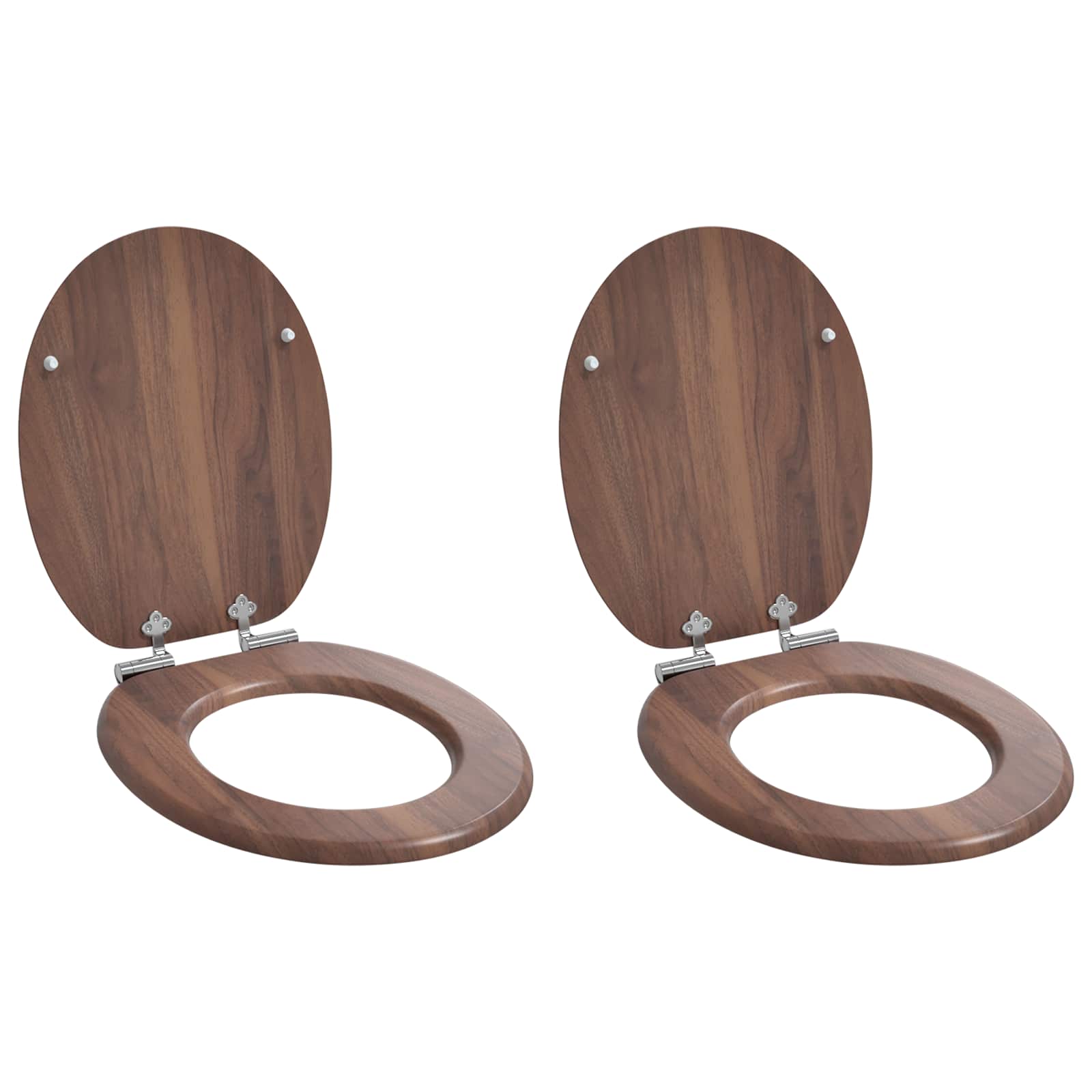 Blødt lukket toiletbræt 2 pcs Brun 44 x 38 cm MDF plade