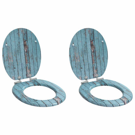 Blødt lukket toiletbræt 2 pcs Blå 44 x 38 cm MDF plade