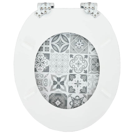 Blødt lukket toiletbræt 2 pcs Blå og Hvid Porcelæn 44 x 38 cm