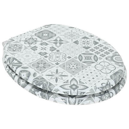 Blødt lukket toiletbræt 2 pcs Blå og Hvid Porcelæn 44 x 38 cm