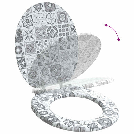 Blødt lukket toiletbræt 2 pcs Blå og Hvid Porcelæn 44 x 38 cm