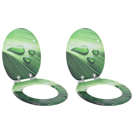 Blødt lukket toiletbræt 2 pcs Grøn Dråbe 44 x 38 cm MDF plade