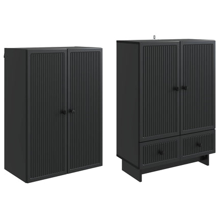 Skab Sæt 2 pcs Sort 66 x 34,5 x 95 cm Konstrueret træ