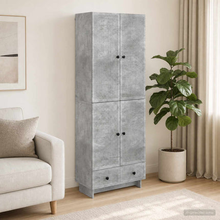 Skab Sæt 2 pcs Betongrå 66 x 34,5 x 95 cm Konstrueret træ