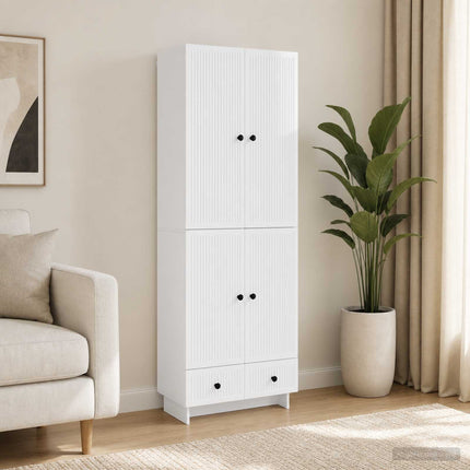 Skab Sæt 2 pcs Hvid højglans 66 x 34,5 x 95 cm Konstrueret træ