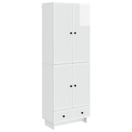 Skab Sæt 2 pcs Hvid højglans 66 x 34,5 x 95 cm Konstrueret træ