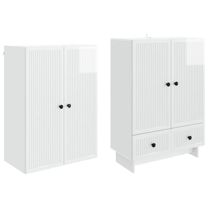 Skab Sæt 2 pcs Hvid højglans 66 x 34,5 x 95 cm Konstrueret træ