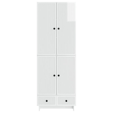 Skab Sæt 2 pcs Hvid højglans 66 x 34,5 x 95 cm Konstrueret træ