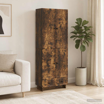 Skab Sæt 2 pcs Røget eg 66 x 34,5 x 95 cm Konstrueret træ