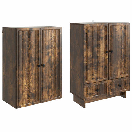 Skab Sæt 2 pcs Røget eg 66 x 34,5 x 95 cm Konstrueret træ