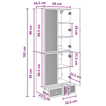 Skab Sæt 2 pcs Røget eg 66 x 34,5 x 95 cm Konstrueret træ