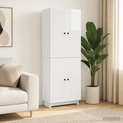 Skab Sæt 2 pcs Hvid højglans 66 x 34,5 x 90 cm Konstrueret træ