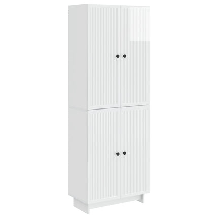 Skab Sæt 2 pcs Hvid højglans 66 x 34,5 x 90 cm Konstrueret træ