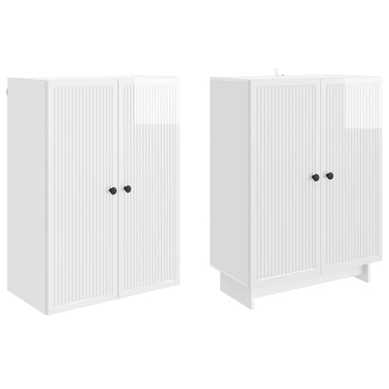Skab Sæt 2 pcs Hvid højglans 66 x 34,5 x 90 cm Konstrueret træ