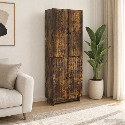 Skab Sæt 2 pcs Røget eg 66 x 34,5 x 90 cm Konstrueret træ
