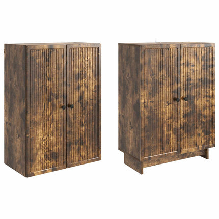 Skab Sæt 2 pcs Røget eg 66 x 34,5 x 90 cm Konstrueret træ