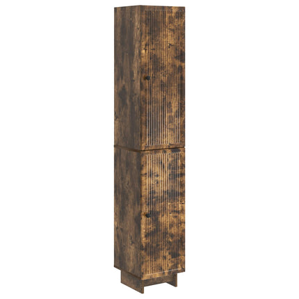 Skab Sæt 2 pcs Røget eg 34,5 x 33 x 90 cm Konstrueret træ