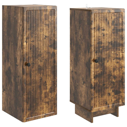 Skab Sæt 2 pcs Røget eg 34,5 x 33 x 90 cm Konstrueret træ