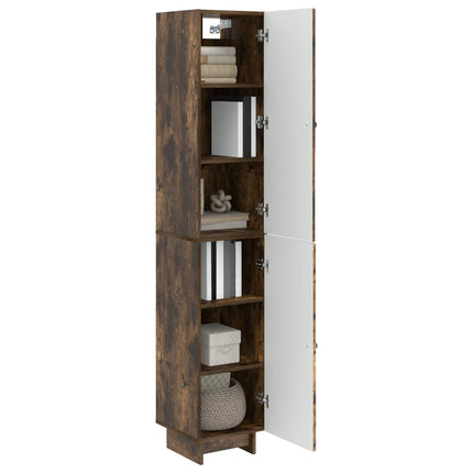 Skab Sæt 2 pcs Røget eg 34,5 x 33 x 90 cm Konstrueret træ