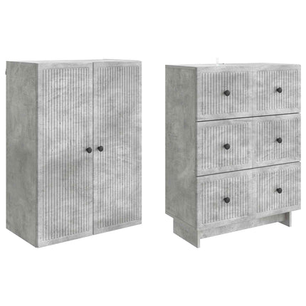 Skab Sæt 2 pcs Betongrå 66 x 34,5 x 90 cm Konstrueret træ