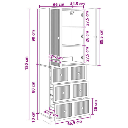 Skab Sæt 2 pcs 66 x 34,5 x 90 cm Konstrueret træ