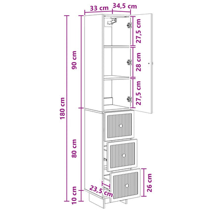 Skab Sæt 2 pcs 33 x 34,5 x 90 cm Konstrueret træ