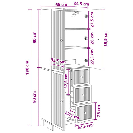 Skab Sæt 2 pcs 66 x 34,5 x 90 cm Konstrueret træ