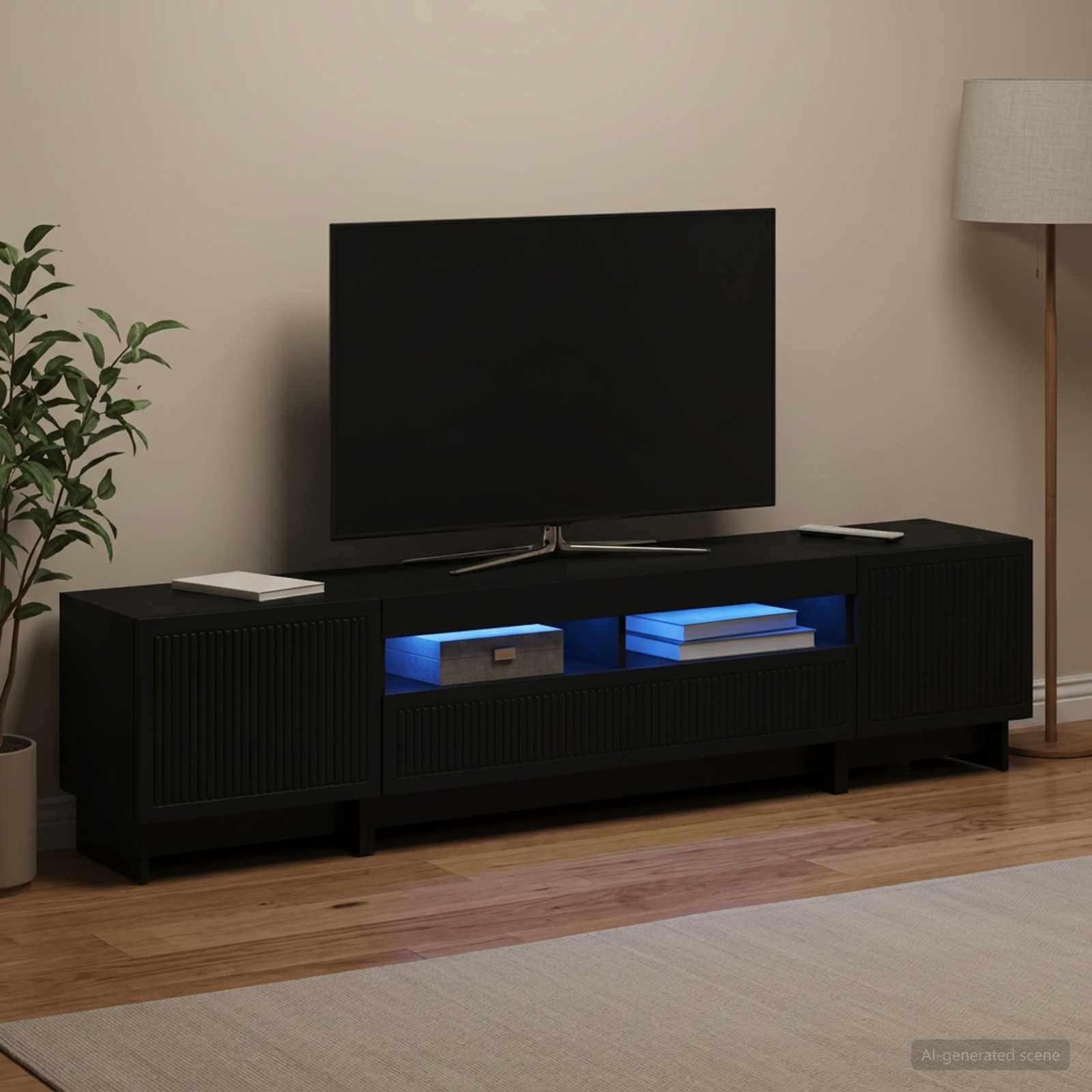 vidaXL 5-delt LED TV-skab Sort Konstrueret træ