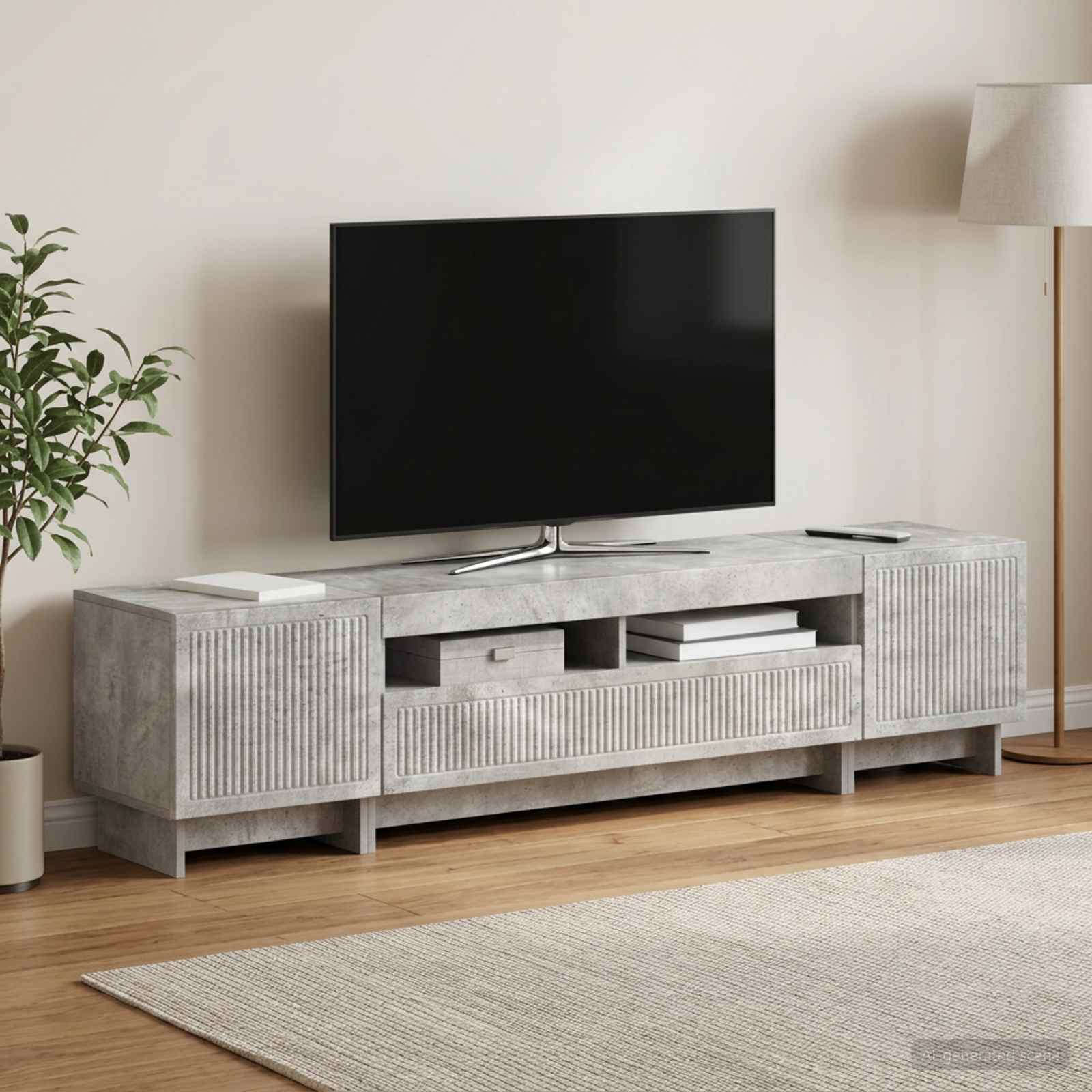 vidaXL 5-delt LED TV-skab Betongrå Konstrueret træ