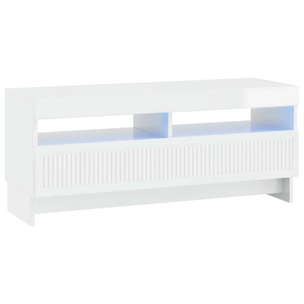 5-delt LED TV-skab Hvid højglans Konstrueret træ