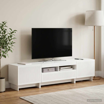 5-delt LED TV-skab Hvid højglans Konstrueret træ