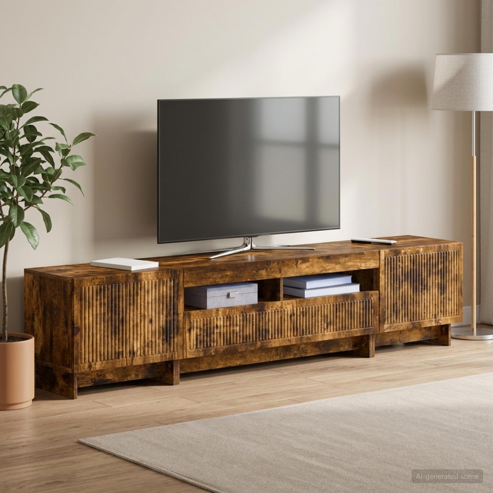 vidaXL 5-delt LED TV-skab Røget eg Konstrueret træ