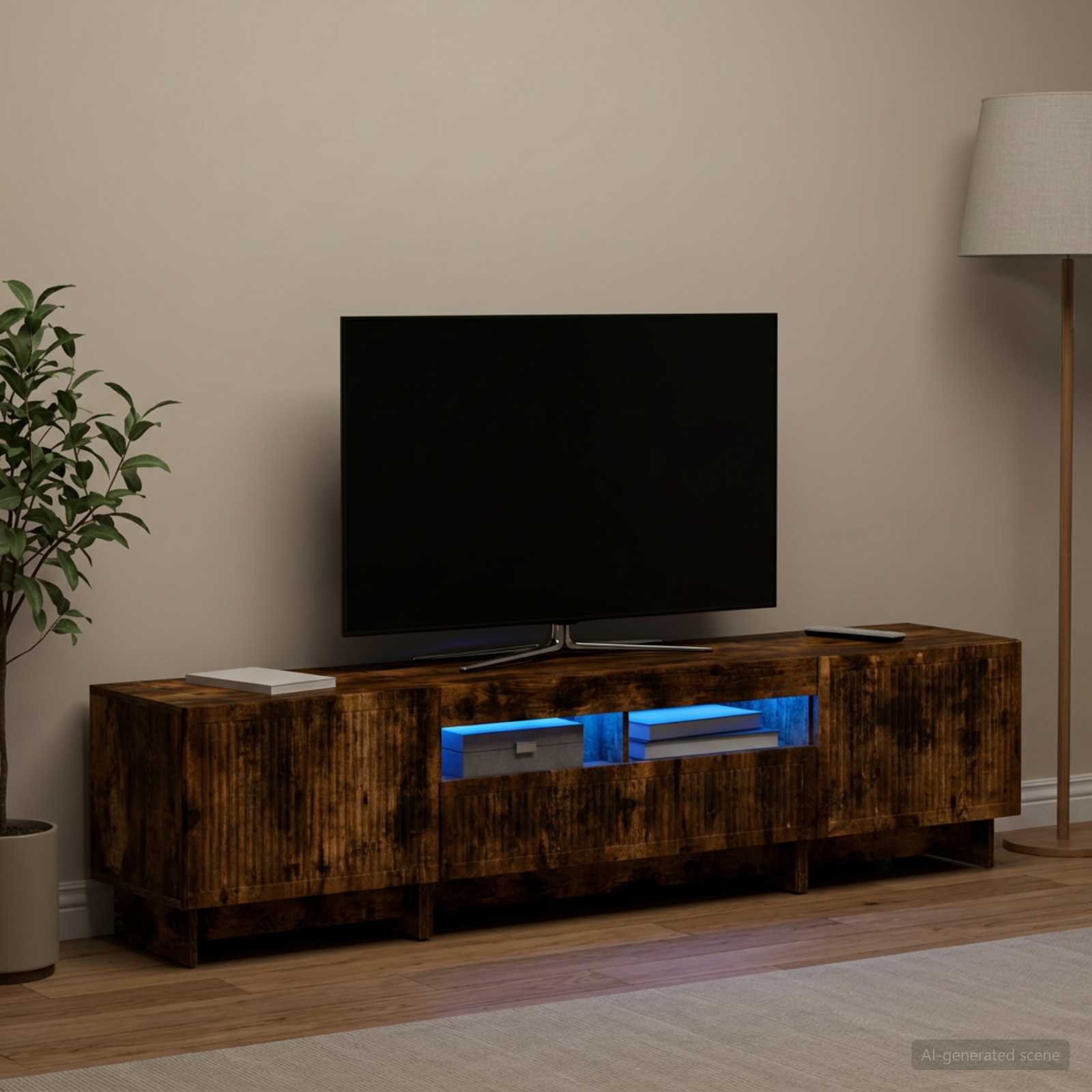 vidaXL 5-delt LED TV-skab Røget eg Konstrueret træ