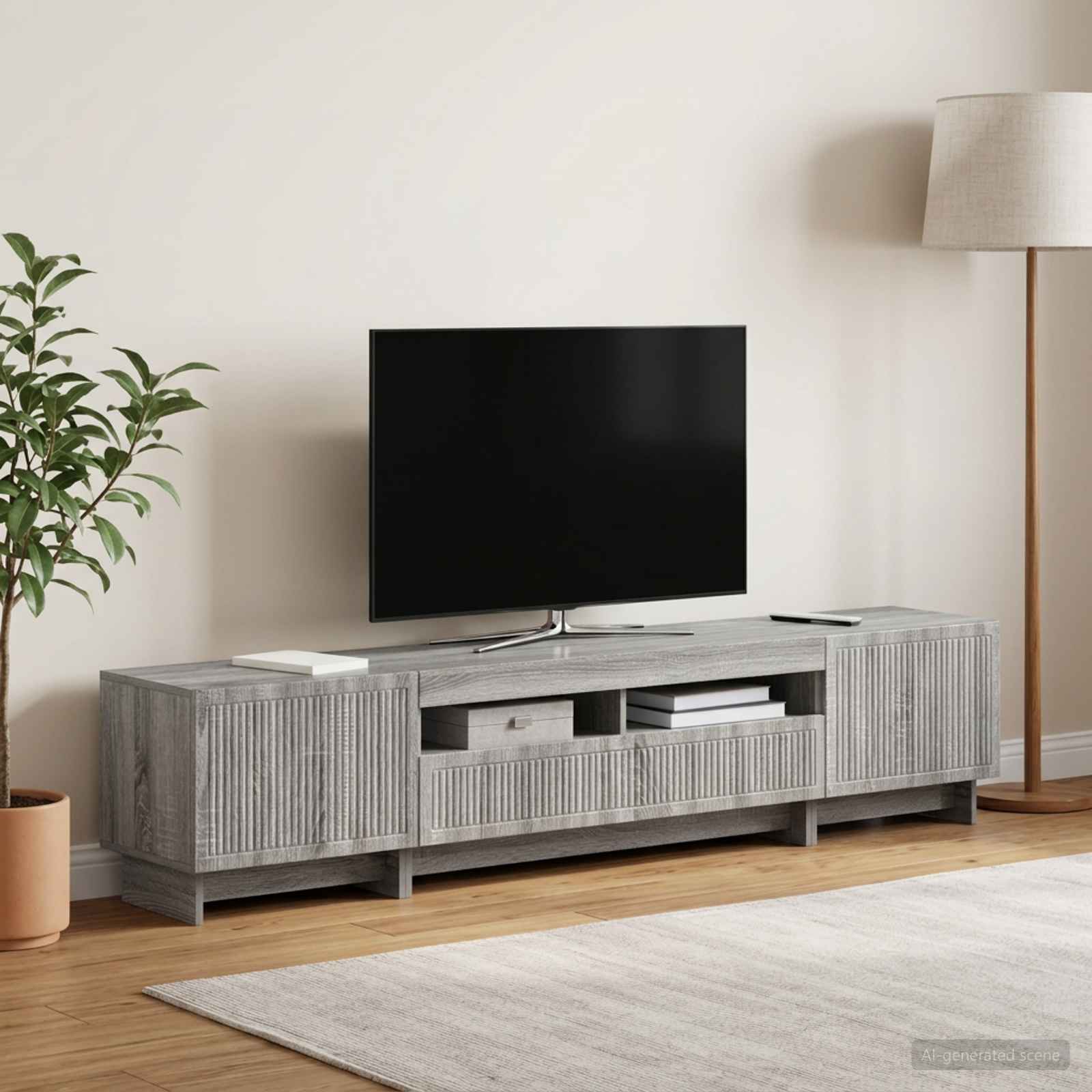 vidaXL 5-delt LED TV-skab Grå Sonoma Konstrueret træ