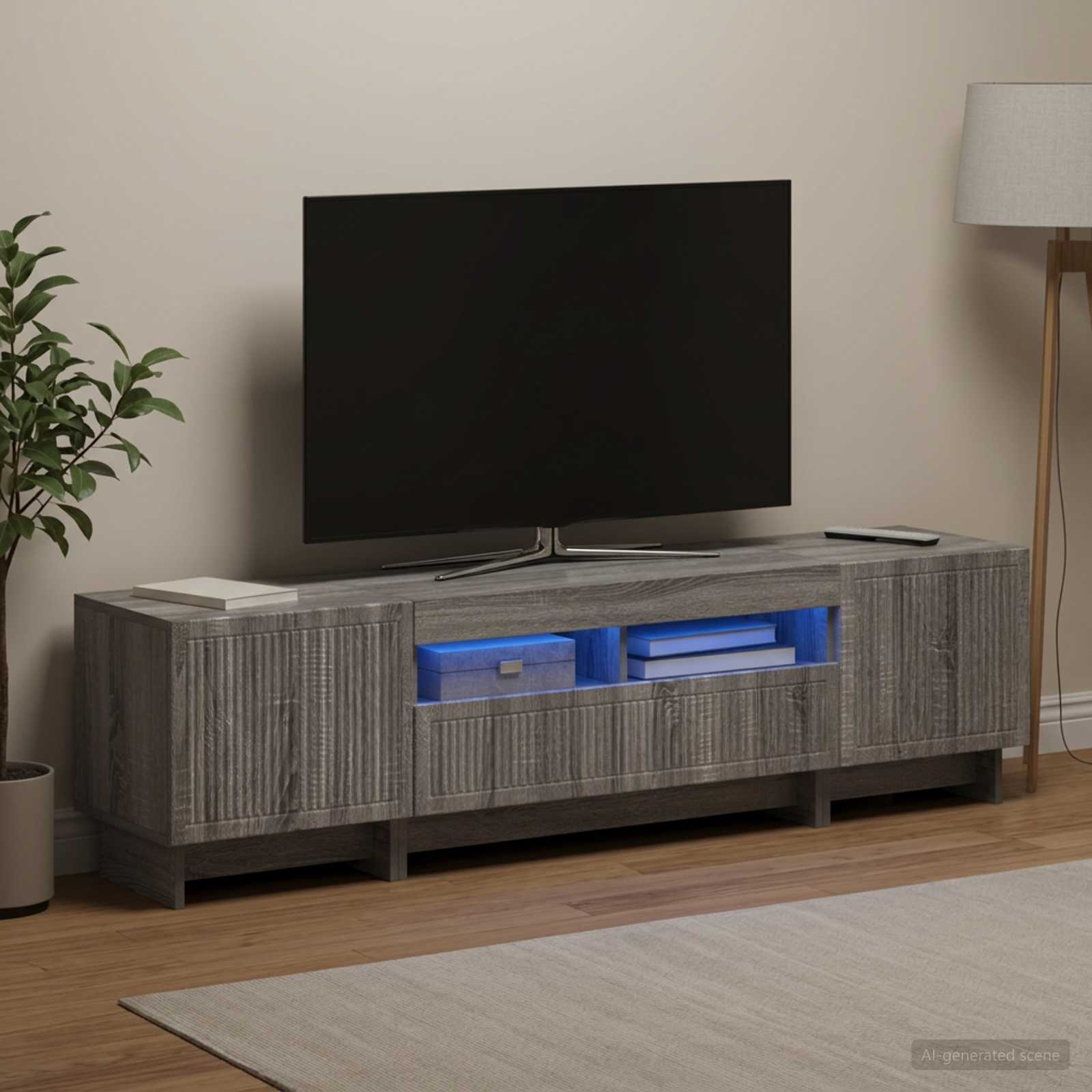 vidaXL 5-delt LED TV-skab Grå Sonoma Konstrueret træ